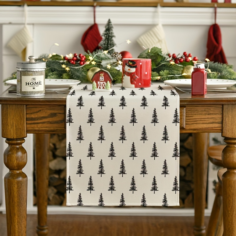 Linen Table Runner - Camino de mesa de árbol de