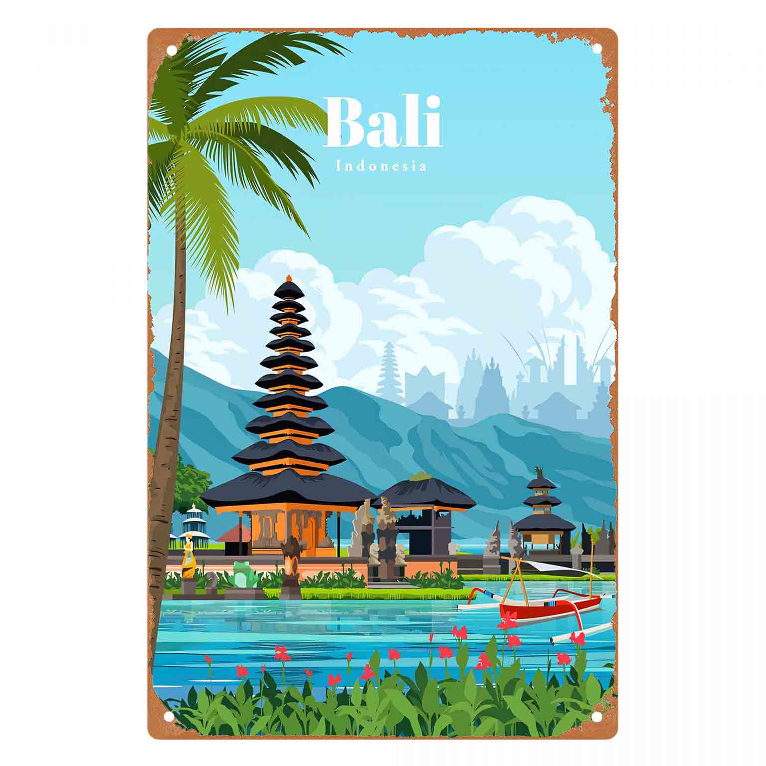 Home Decor Bali - Letrero Metálico Decorativo 2D Plano con