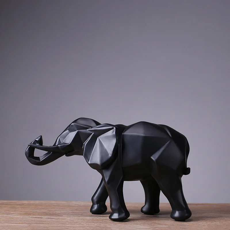 Abstract Sculpture Resin - Estatua de elefante negro de resina
