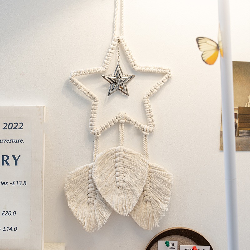 Aesthetic Tapestry - Tapiz tejido de flecos estrellados, estética