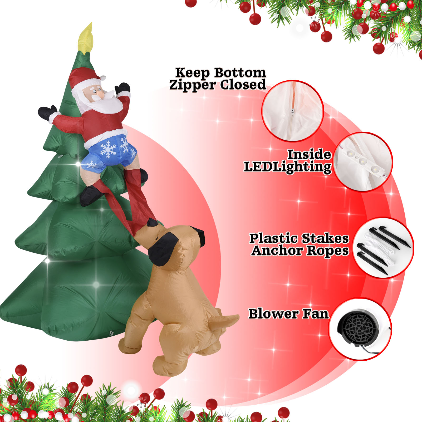 Perro inflable de Navidad con  - Home Decor Outside reseña y precio