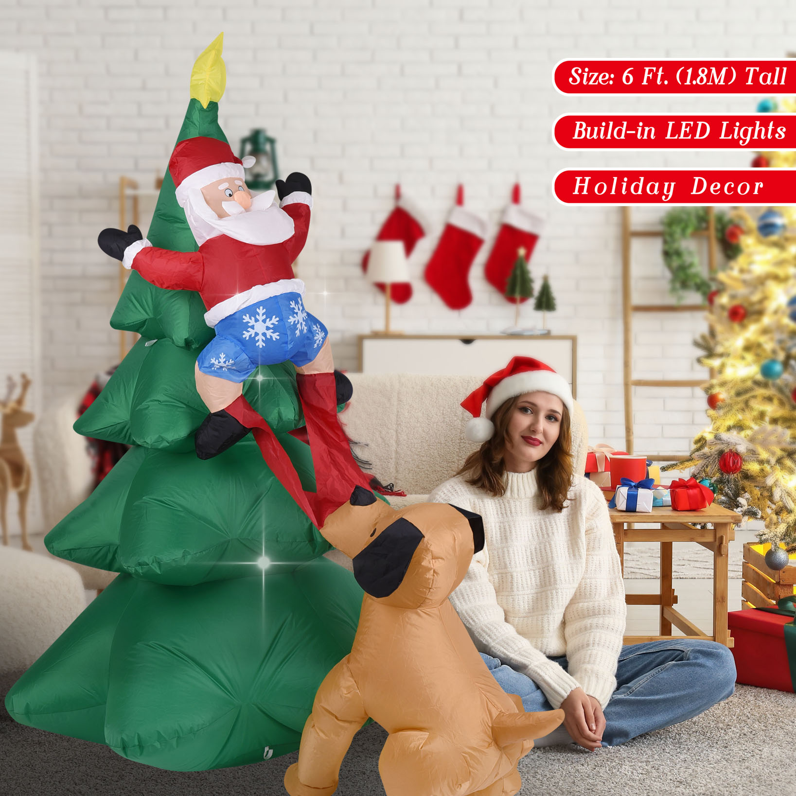 Perro inflable de Navidad con  - Home Decor Outside reseña y precio