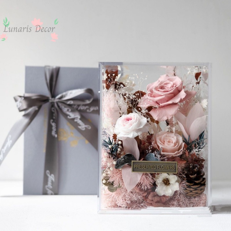 Caja de flores premium, flor e - Home Decor Express reseña y precio