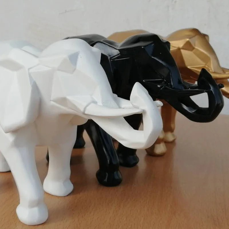 Estatua de elefante negro de r - Abstract Sculpture Resin reseña y precio